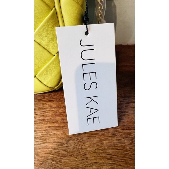 Jules Kae Anthropologie Lilian Shoulder Bag Chartreuse Gold Chain Vegan Leather - Picture 7 of 10